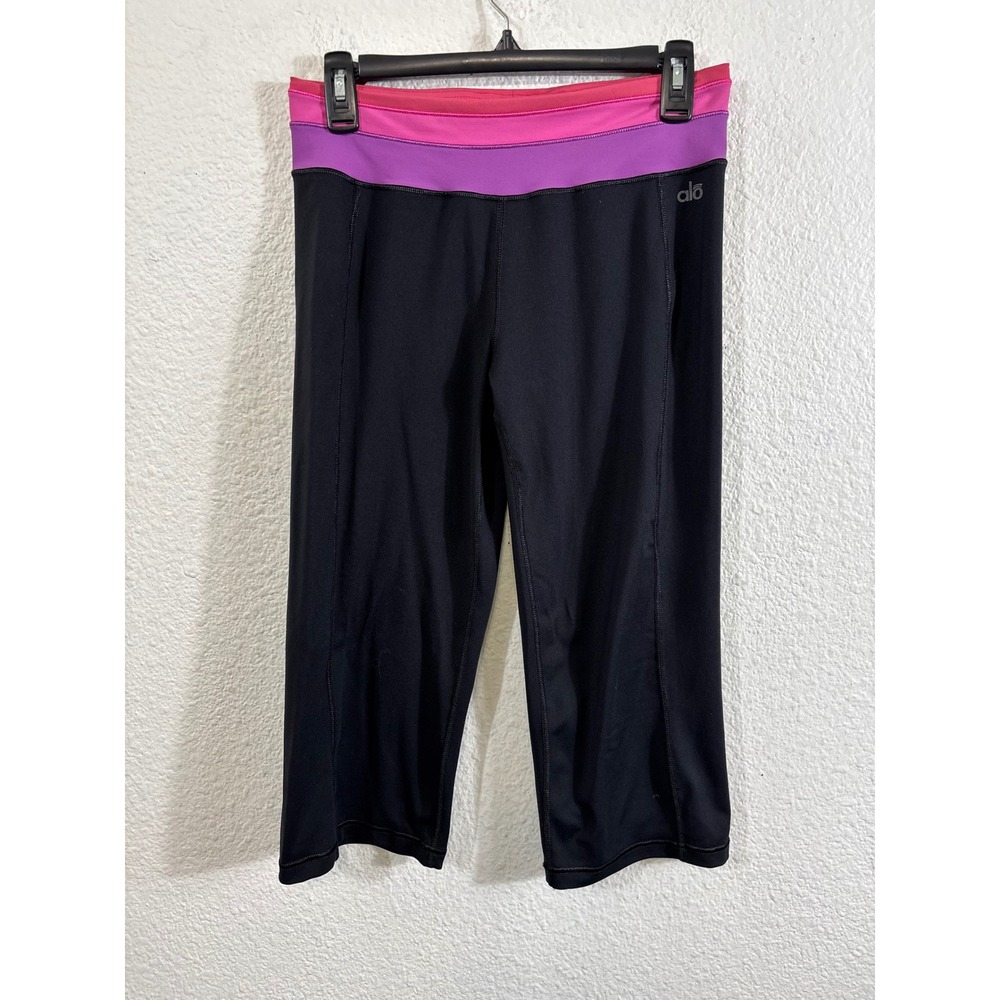 Alo Yoga Womens Capris Leggings Black Pink Purple Colorblock Size Medium M